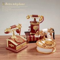 Retro Retro dial telephone landline clockwork music box Creative ornaments Telephone music box Home decorations