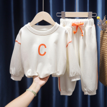 Baby cotton set children sports leisure clothes 2021 new spring and autumn women and boys foreign style two sets tide