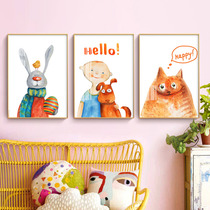 Childrens room cartoon animation decorative painting bedroom bed head warm hanging painting living room desk wall cute mural