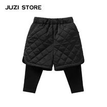 JUZI STORE Boy Clothing New Year Cotton Pants Retro quilted traditional clothes fake two-length pants male and female 1040001