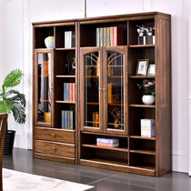 (factory clear cabin) Ukinwood solid wood bookcase 3 door bookcase modern new Chinese solid wood home bookcase 1066