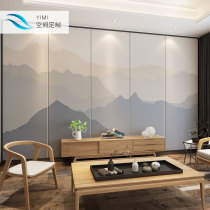 Bed scalp soft bag New Chinese landscape painting living room home decoration personality fabric modern simple TV background wall hard bag