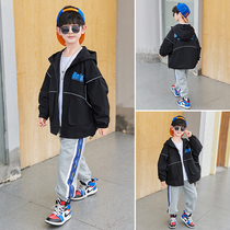 Childrens clothing boy jacket windbreaker spring and autumn clothing 2021 new foreign style jacket cardigan big childrens loose Korean tide