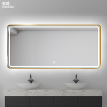 Aluminum alloy rounded frame frosted LED smart bathroom mirror with light wall defogging makeup bathroom mirror