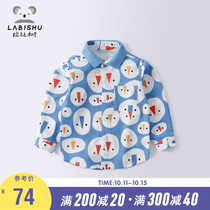 Rabbi tree childrens clothing boys shirt 2021 spring and autumn boys long sleeve foreign childrens shirt Cotton