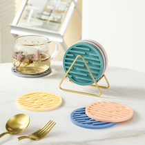 Nordic anti-scalding coaster heat insulation pad silicone high temperature resistant round table mat bowl mat office non-slip teapot coaster