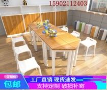 Hexagon table and chair combination childrens library reading table group counseling training table and chair special-shaped splicing table