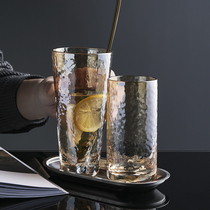 Transparent glass ins style Japanese Net Red Hammer eye water cup set household breakfast milk coffee juice cup