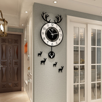 Nordic style deer head clock wall clock living room personality creative fashion home art clock modern simple decorative table