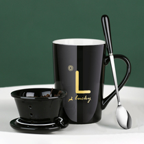 Creative personality trend drinking cup ceramic mug mug cup office tea cup filter coffee cup with lid spoon