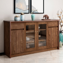 New Chinese sideboard Nordic walnut tea cabinet solid wood border cupboard kitchen sideboard locker
