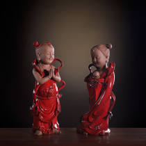 Master Zeng Guoqing handmade ceramic ornaments Golden Boy Jade female Buddha statue home entrance office soft decoration crafts