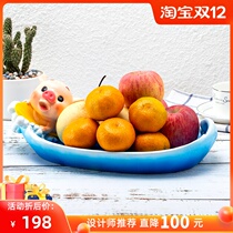 Dried fruit plate childrens fruit plate snacks candy plate cartoon cute pig fruit plate creative living room plate storage plate