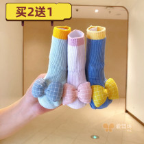 Baby socks spring and autumn cotton newborn baby 0-3 months 0-1 year old cute bow autumn and winter baby socks