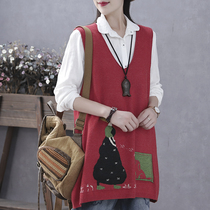 Han Soyi retro autumn and winter New wool vest womens knitted vest sleeveless sweater wear bottom