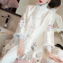 Chinese style womens embroidered cotton clothing womens improved cheongsam coat ancient style winter new cotton cotton Republic of China style Hanfu womens clothing