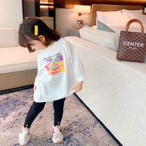 Girls long sleeve T-shirt spring and autumn children long top cartoon printing foreign atmosphere autumn hole white base shirt