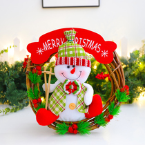 Christmas decoration gift rattan ring wreath Santa Muppets hanging Christmas tree log window