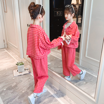 Tennis Red Girl Autumn Clothing Suit 2021 Foreign Air New CUHK Child Spring Autumn Children Trendy Casual Sports Two Sets