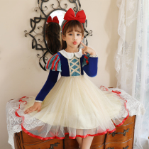 Halloween girl snow white princess dress autumn and winter children long sleeve tuft dress dress dress dress baby Foreign dress