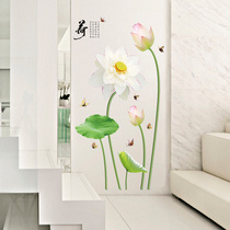 Lotus landscape painting self-adhesive wall sticker Chinese style Chinese wall decoration landscape bathroom glass door waterproof sticker