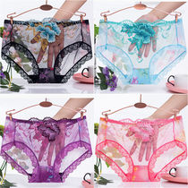 2 4-piece lace panties for women sexy hot charming seduction students Transparent women cotton crotch briefs head