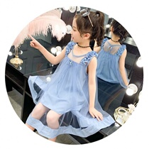 Girls foreign style princess dress 2021 New Korean childrens fashion skirt girl summer dress fashionable suspender dress