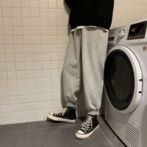 Autumn pants men Korean version of the trend loose solid color straight tube pants bunch foot ankle-length pants leisure sports chic trousers