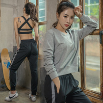 2020 new spring and summer sports suit female loose yoga clothing running fitness three-piece suit fashion sexy slimming