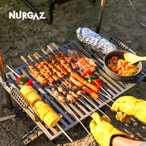 NURGAZ Double stick cast iron Barbecue Grill Wood Firewood Barbecue Grill portable split Barbecue Grill with hand carrying bag BBQ