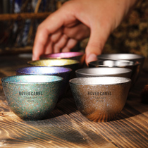 Range Rover outdoor pure titanium teacup Double insulation anti-scalding tea Kung Fu tea light tea color ice flower small teacup