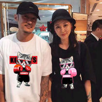 Hong Kong Summer Leisure Yu Wenle Chao Brand T-shirt Mens Japanese Plus Size Couple Sweets Cartoon Print Short Sleeve