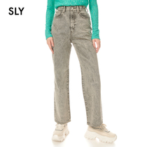 SLY2022 early spring new simple high waist loose straight jeans 030FSZ11-5500