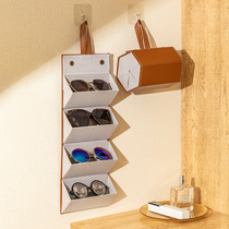 Glasses storage box portable multi-grid sunglasses hanging bag anti-pressure sunglasses box hanging wall display box folding bag mens eyes