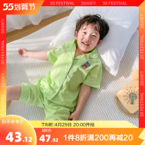 (1 piece 8 discount) Childrens pyjamas suit Male Summer Thin Boy Pure Cotton Summer Home Conserved Short Sleeve Air Conditioning Suit