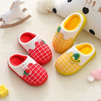 Slippers cotton fruit winter new child thick bottom anti-slip home heating cotton slippers for boys and girls indoor parent-child fruit