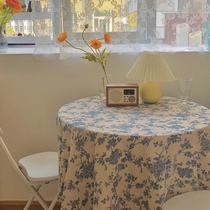 ins pastoral floral tablecloth vintage French rectangular room decoration literary hipster cotton and linen Japanese dormitory