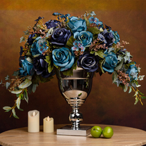 American light lavish retro living room emulation flower suit fake flower decoration rose table European-style vase floral swing piece set