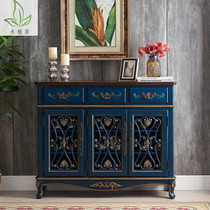 American solid wood painted shoe cabinet living room entrance entrance kitchen hollow multifunctional cupboard aisle multi-layer lockers