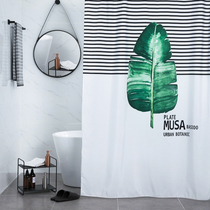 ins Nordic minimalist plant waterproof bath curtain thickened mildew bath bathroom fresh window curtain cloth partition hanging curtain