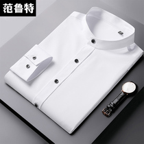 Advanced Senses Business Casual Standings White Shirt Man White Shirt Mens Dress Free Of Hot Black Ice Silk Zhongshan Clothing