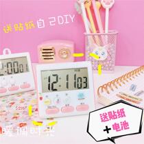 Cute desktop alarm clock clock clock learning girl clock pink students ins heart plan small pendulum Korean version