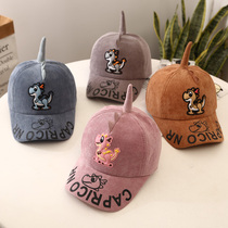 ins spring and autumn new childrens hat 4 cartoon dinosaur cap boy corduroy 5 baby baseball cap female 6 Tide