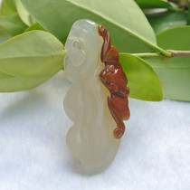 Yunnan Huanglong Jade pendant Four seasons blessed pendant pendant Double-sided carved pretty sweater necklace pendant