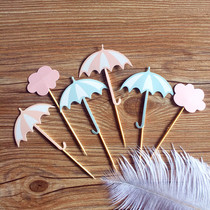 New cute dessert table decoration pink blue umbrella flag Cloud plug birthday decoration card