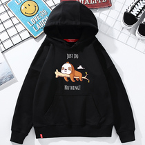 Hooded sweater 2019 new female loose Korean version plus velvet long sleeve women Spring and Autumn thin coat tide