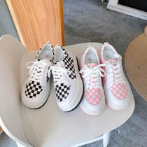 2021 new girl heart pink cute plaid canvas shoes Korean version of the street shot net red wild ins board shoes women