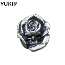 YUKI personality single 925 silver jewelry dark Goth rose skeleton silver ear nail tide male girl silver ear