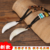 New black dog teeth true tooth pendant domineering Tibetan mastiff teeth wolf teeth mens and womens necklaces fashion jewelry with pendant