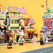 keeppley colorful streetscape new building blocks Lego mini city series genuine building house children